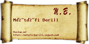 Mátéfi Berill névjegykártya